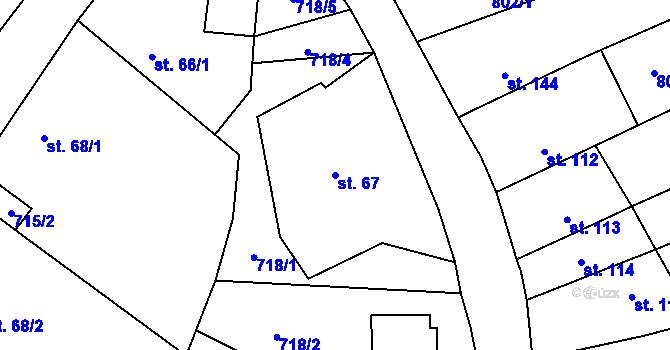 Parcela st. 67 v KÚ Vrdy, Katastrální mapa