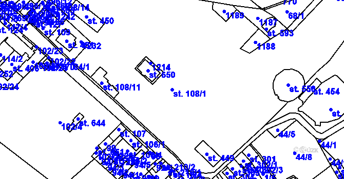 Parcela st. 108/1 v KÚ Vrdy, Katastrální mapa