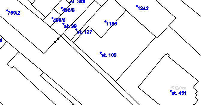 Parcela st. 109 v KÚ Vrdy, Katastrální mapa