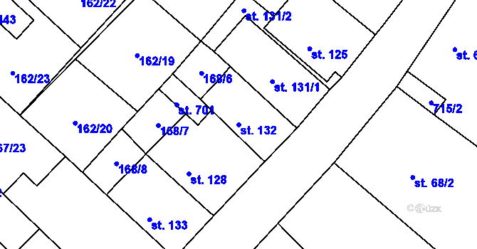 Parcela st. 132 v KÚ Vrdy, Katastrální mapa