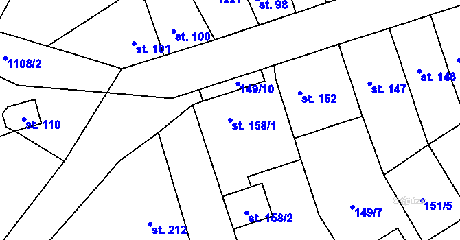 Parcela st. 158/1 v KÚ Vrdy, Katastrální mapa