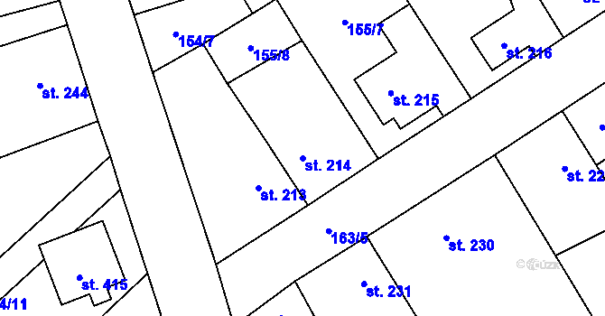 Parcela st. 214 v KÚ Vrdy, Katastrální mapa