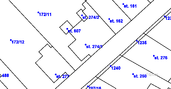 Parcela st. 274/1 v KÚ Vrdy, Katastrální mapa
