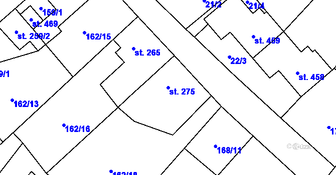 Parcela st. 275 v KÚ Vrdy, Katastrální mapa