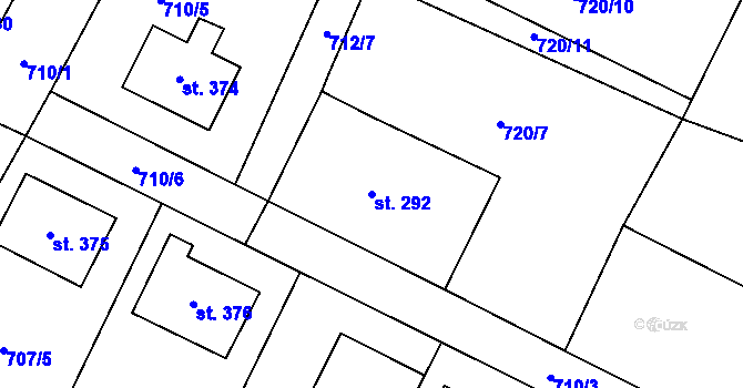 Parcela st. 292 v KÚ Vrdy, Katastrální mapa