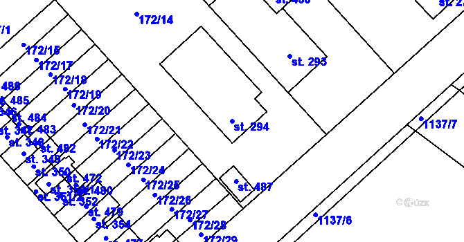 Parcela st. 294 v KÚ Vrdy, Katastrální mapa