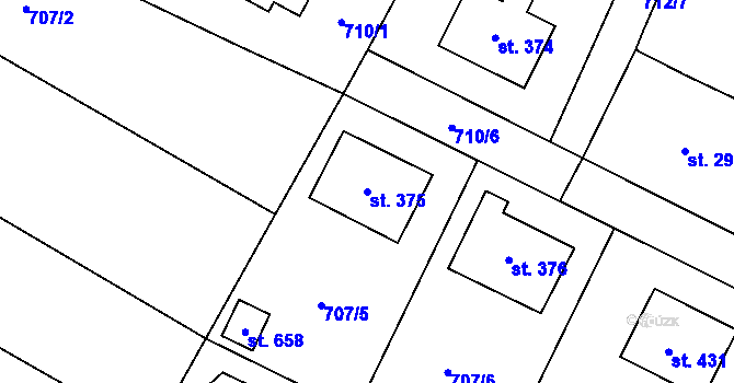 Parcela st. 375 v KÚ Vrdy, Katastrální mapa