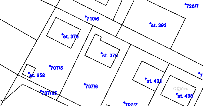 Parcela st. 376 v KÚ Vrdy, Katastrální mapa