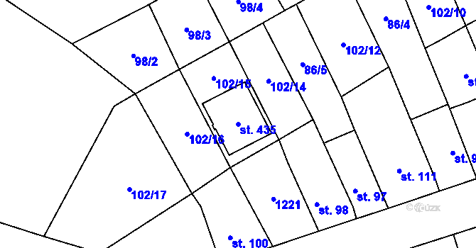 Parcela st. 435 v KÚ Vrdy, Katastrální mapa
