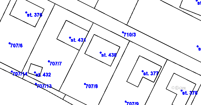 Parcela st. 438 v KÚ Vrdy, Katastrální mapa