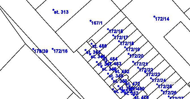 Parcela st. 485 v KÚ Vrdy, Katastrální mapa