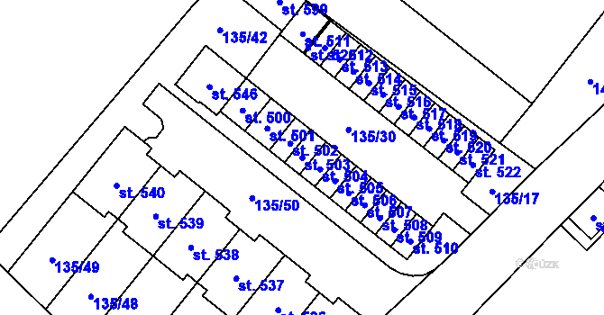 Parcela st. 503 v KÚ Vrdy, Katastrální mapa