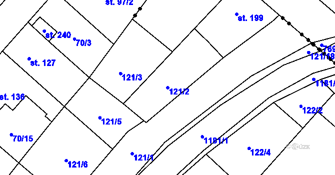 Parcela st. 121/2 v KÚ Vrdy, Katastrální mapa