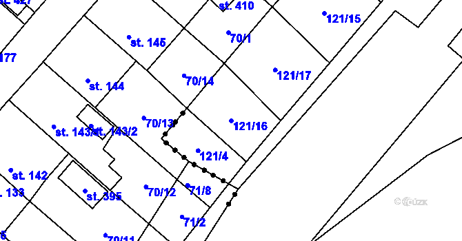 Parcela st. 121/16 v KÚ Vrdy, Katastrální mapa