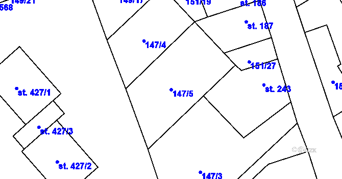 Parcela st. 147/5 v KÚ Vrdy, Katastrální mapa