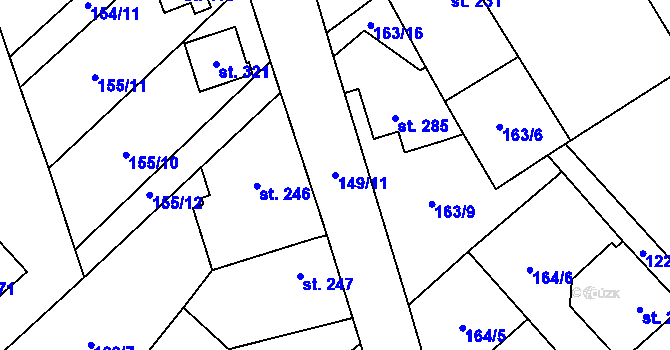 Parcela st. 149/11 v KÚ Vrdy, Katastrální mapa