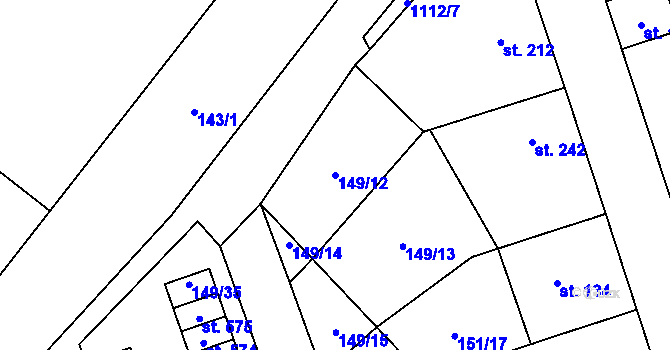 Parcela st. 149/12 v KÚ Vrdy, Katastrální mapa
