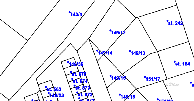 Parcela st. 149/14 v KÚ Vrdy, Katastrální mapa