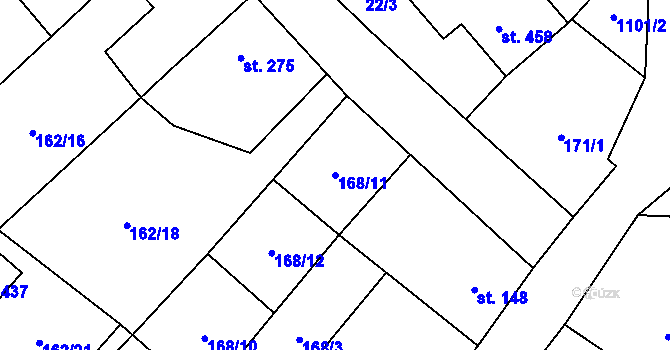 Parcela st. 168/11 v KÚ Vrdy, Katastrální mapa
