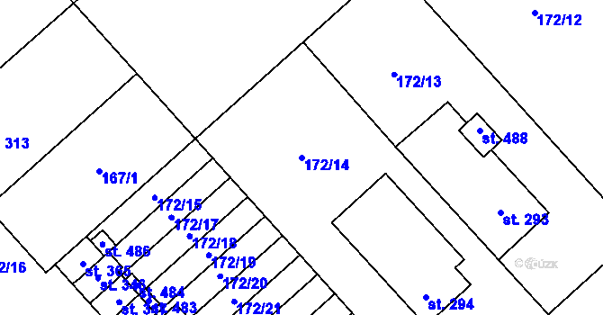 Parcela st. 172/14 v KÚ Vrdy, Katastrální mapa