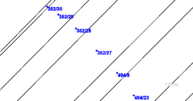 Parcela st. 352/27 v KÚ Vrdy, Katastrální mapa