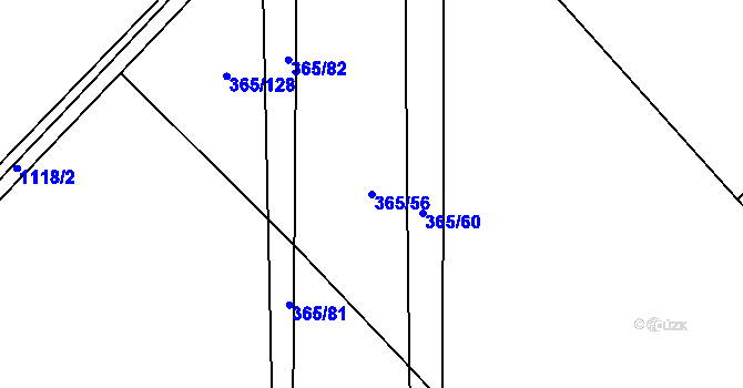 Parcela st. 365/56 v KÚ Vrdy, Katastrální mapa