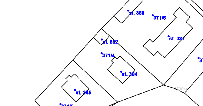 Parcela st. 371/4 v KÚ Vrdy, Katastrální mapa