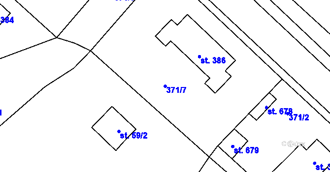 Parcela st. 371/7 v KÚ Vrdy, Katastrální mapa
