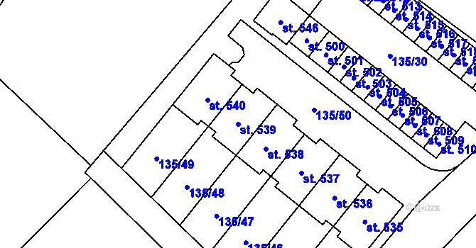 Parcela st. 539 v KÚ Vrdy, Katastrální mapa