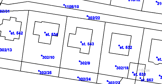 Parcela st. 543 v KÚ Vrdy, Katastrální mapa