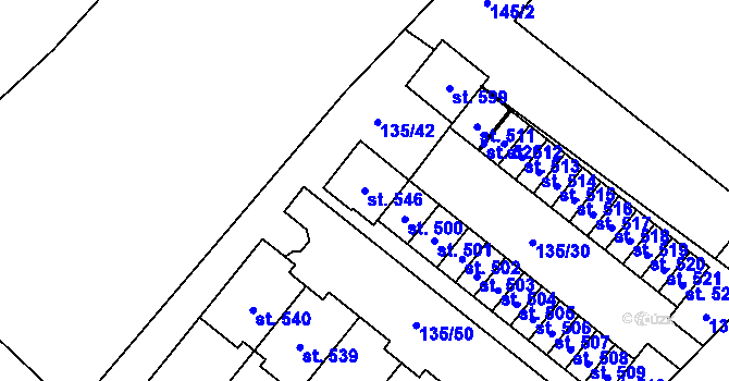 Parcela st. 546 v KÚ Vrdy, Katastrální mapa