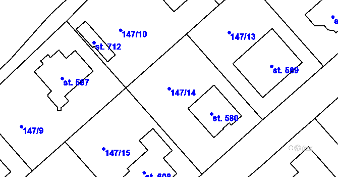 Parcela st. 147/14 v KÚ Vrdy, Katastrální mapa