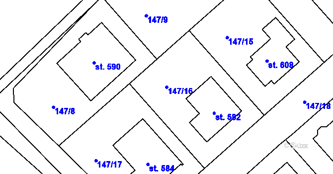 Parcela st. 147/16 v KÚ Vrdy, Katastrální mapa