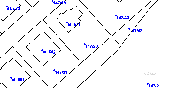 Parcela st. 147/20 v KÚ Vrdy, Katastrální mapa