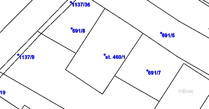 Parcela st. 460/1 v KÚ Vrdy, Katastrální mapa