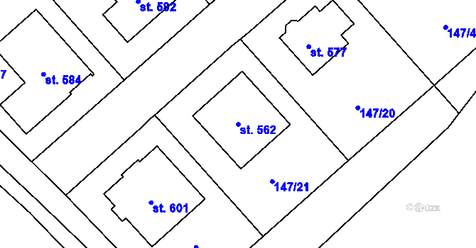 Parcela st. 562 v KÚ Vrdy, Katastrální mapa