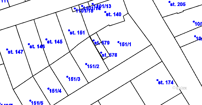 Parcela st. 578 v KÚ Vrdy, Katastrální mapa