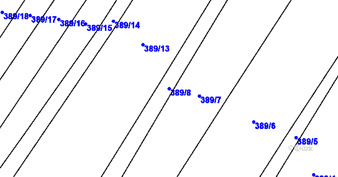 Parcela st. 389/8 v KÚ Vrdy, Katastrální mapa