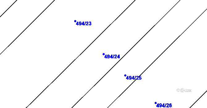 Parcela st. 494/24 v KÚ Vrdy, Katastrální mapa