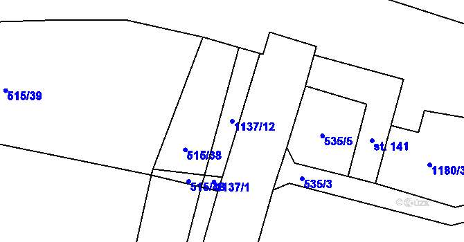 Parcela st. 1137/12 v KÚ Vrdy, Katastrální mapa