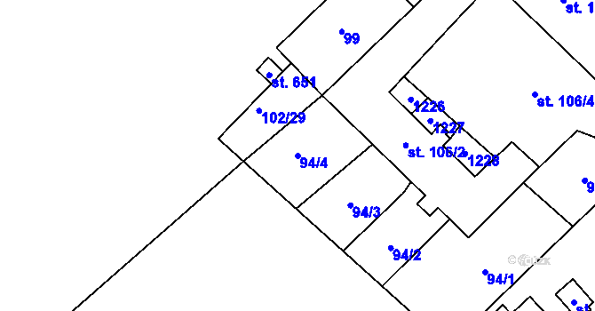 Parcela st. 94/4 v KÚ Vrdy, Katastrální mapa