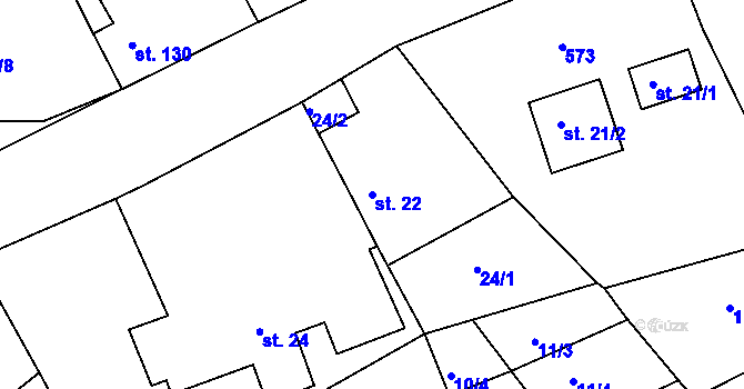 Parcela st. 22 v KÚ Zbyslav, Katastrální mapa
