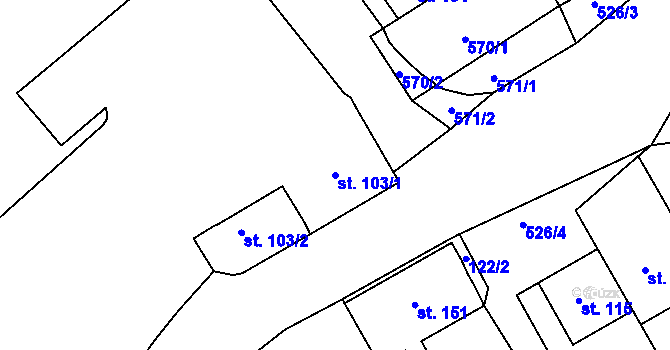 Parcela st. 103/1 v KÚ Zbyslav, Katastrální mapa