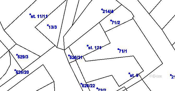 Parcela st. 121 v KÚ Zbyslav, Katastrální mapa
