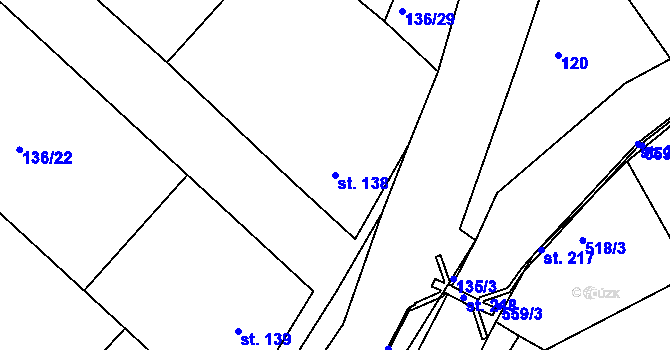 Parcela st. 138 v KÚ Zbyslav, Katastrální mapa