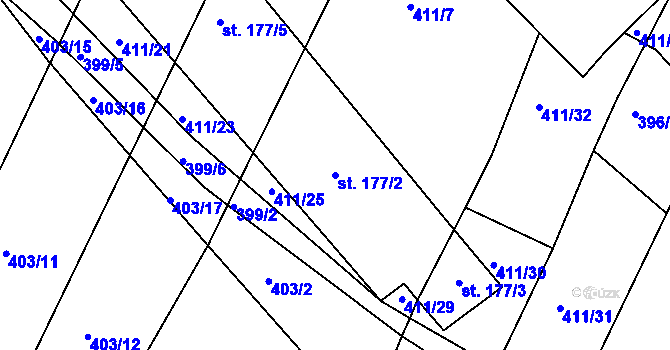 Parcela st. 177/2 v KÚ Zbyslav, Katastrální mapa