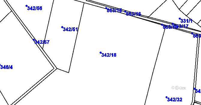 Parcela st. 342/18 v KÚ Zbyslav, Katastrální mapa