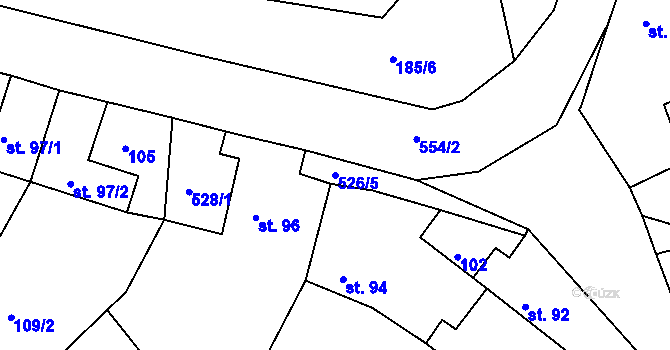 Parcela st. 526/5 v KÚ Zbyslav, Katastrální mapa