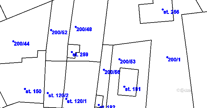 Parcela st. 200/56 v KÚ Zbyslav, Katastrální mapa