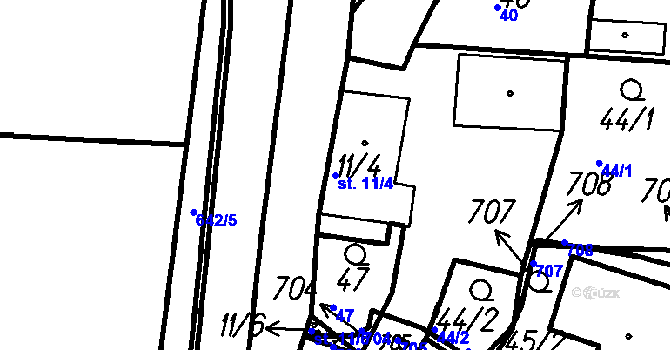 Parcela st. 11/4 v KÚ Malá Víska u Klatov, Katastrální mapa